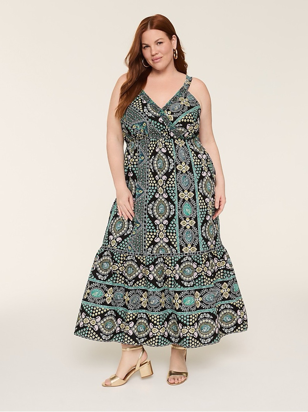 Lane Bryant Smocked Surplice Maxi Dress Maxi Dress 28